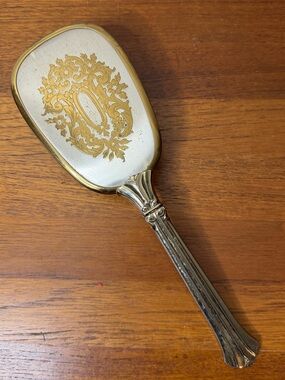 Vintage Hair Brush Made in USA Hollywood Regency Silver and Gold tone